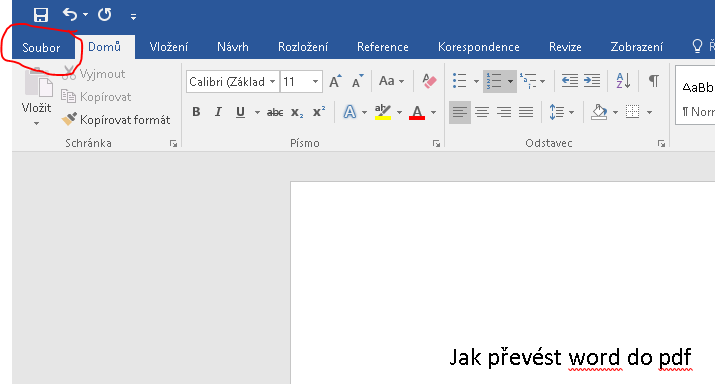 Karta soubor Microsoft Word 