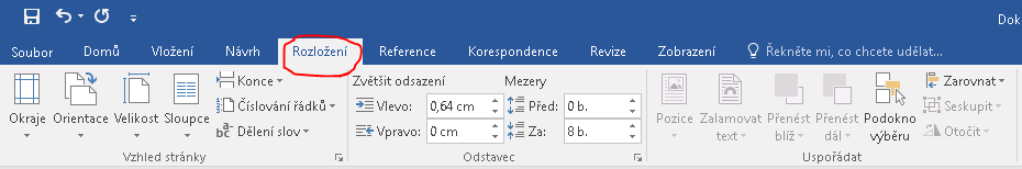 Rozložení dokumentu microsoft word