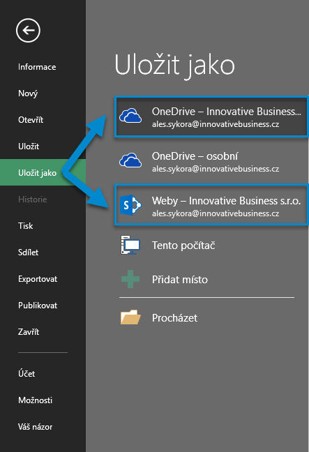 Uložení dokumentu na OneDrive pro firmy a SharePoint Online. 3. Krok ke sdílení dokumentu a práci na jednom dokumentu ve více lidech díky Office 365