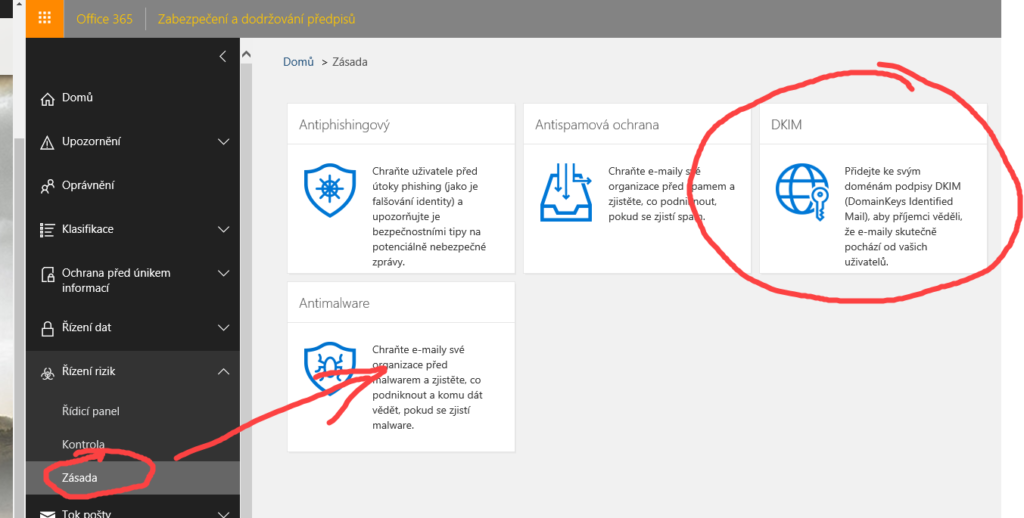 Jak si nastavit na doméně ověření DKIM pro Office 365 3