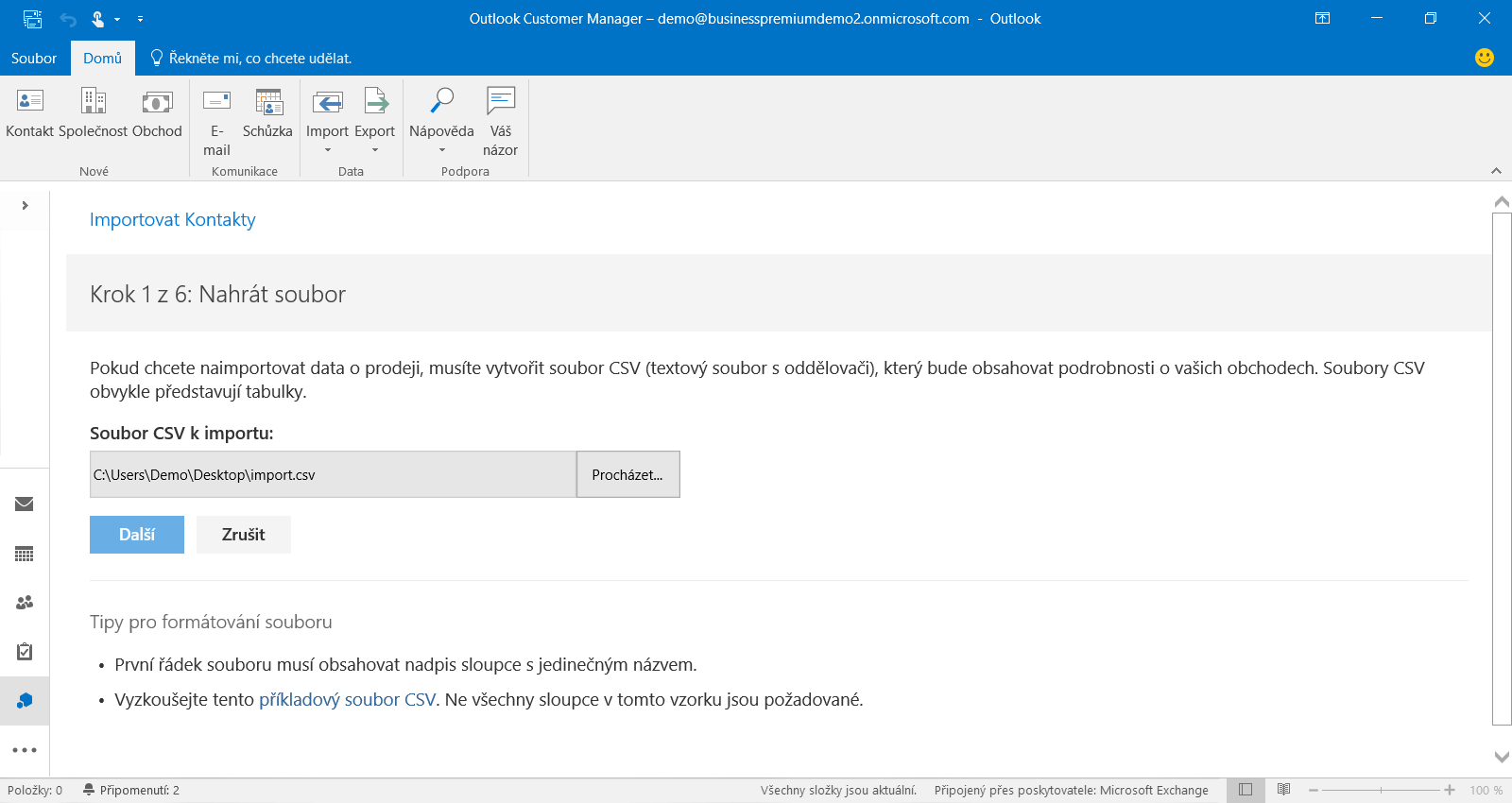 Microsoft Outlook Customer Manager Průvodce