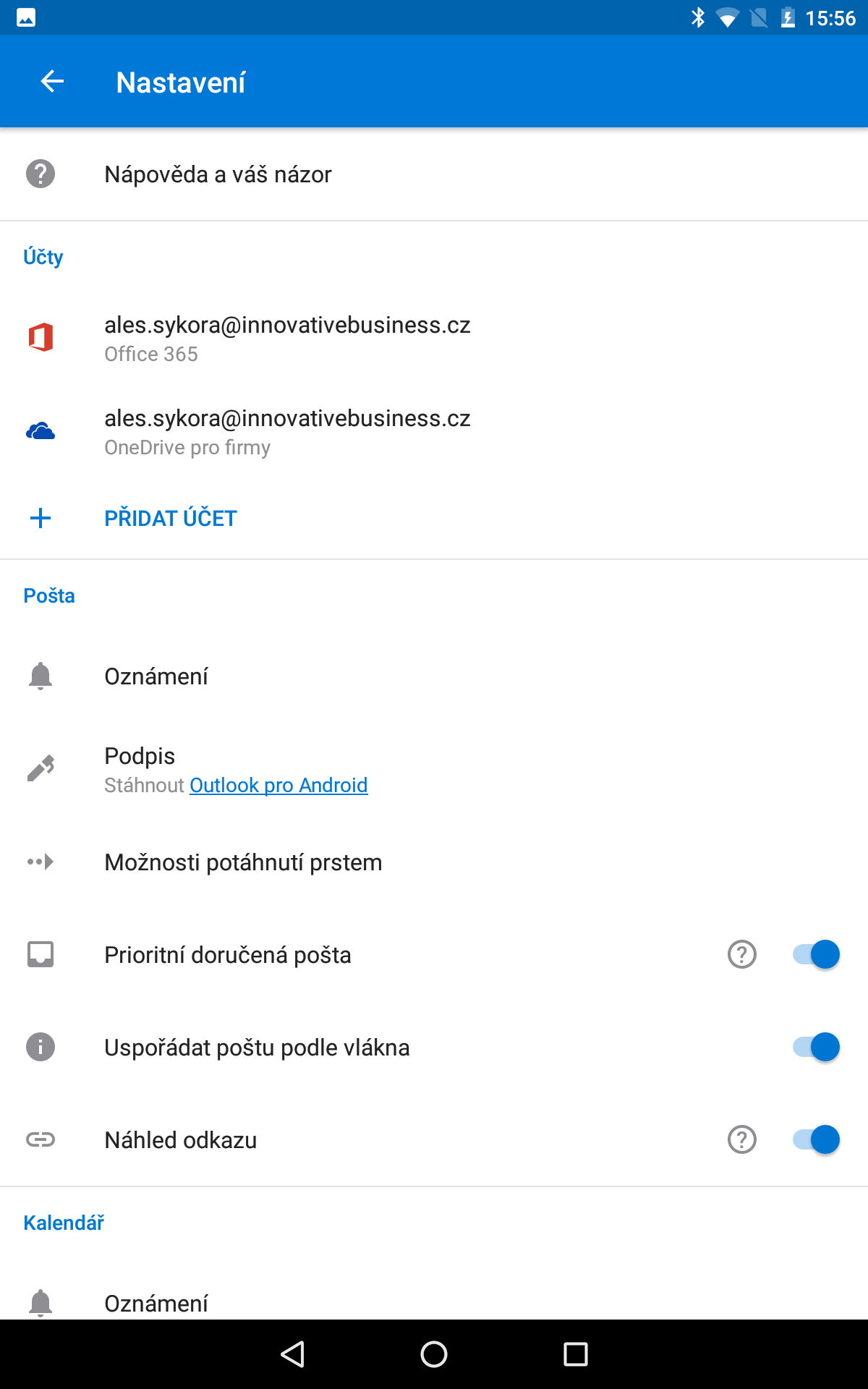 Nastavení synchronizace e-mailu Exchange Online v Androidu