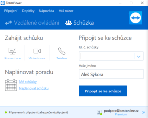 Založení schůzky - TeamViewer