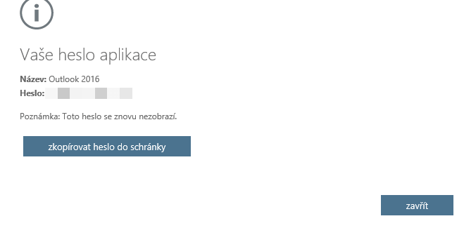 Vytvoření hesla aplikace pro Office 365 při dvoufázové autentifikaci 272