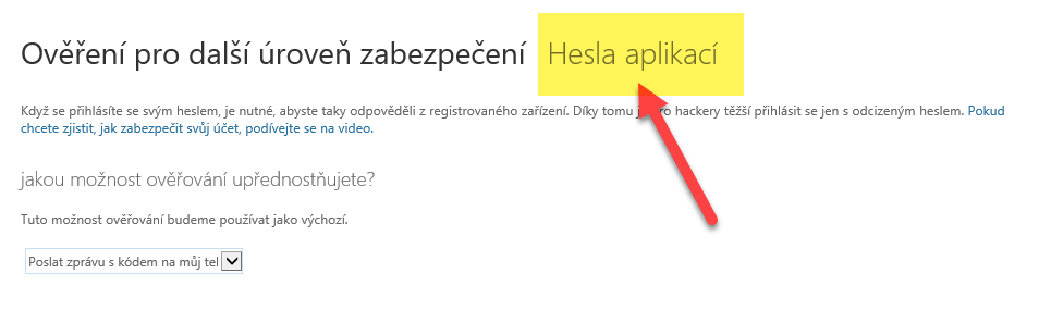 Vytvoření hesla aplikace pro Office 365 při dvoufázové autentifikaci 9