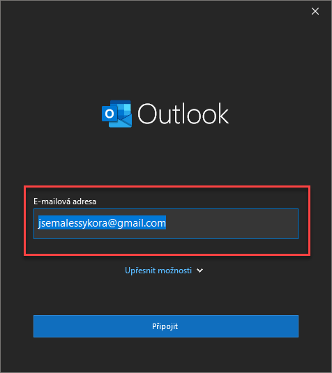Nastavení účtu Gmail v Outlooku 421