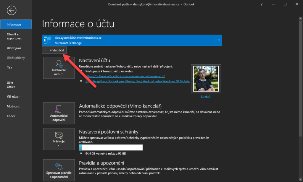 Nastavení účtu Gmail v Outlooku 3