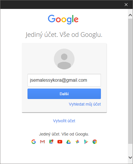 Přihlášení do Gmailu v Outlooku