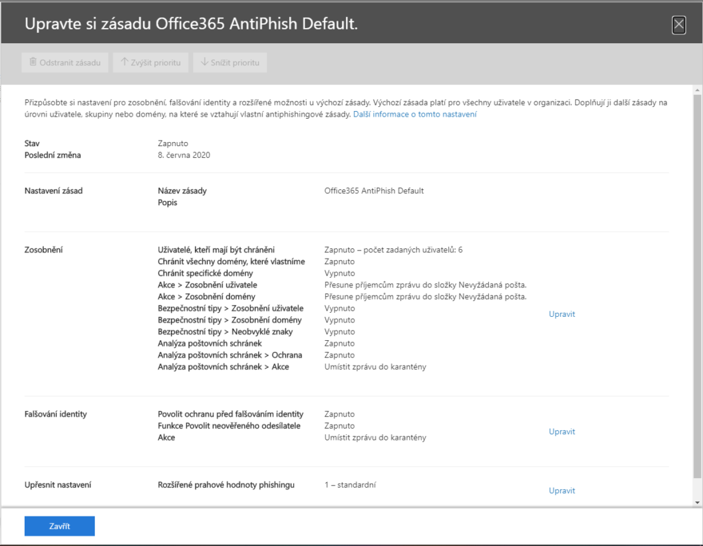 Microsoft 365 anti phishingový filtr odmítá zprávy z vašeho freemailu 3
