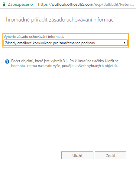 Nastavení Archivu emailů v Exchange Online 21