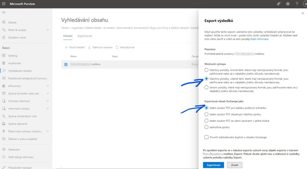 Jak vyexportovat uživatelskou e-mailovou schránku z Exchange Online do PST? 11