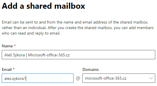 Sdílená schránka se stejným aliasem a jinou doménou v Microsoft 365 5