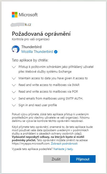 Přidání Thunderbird mezi vaše aplikace 1